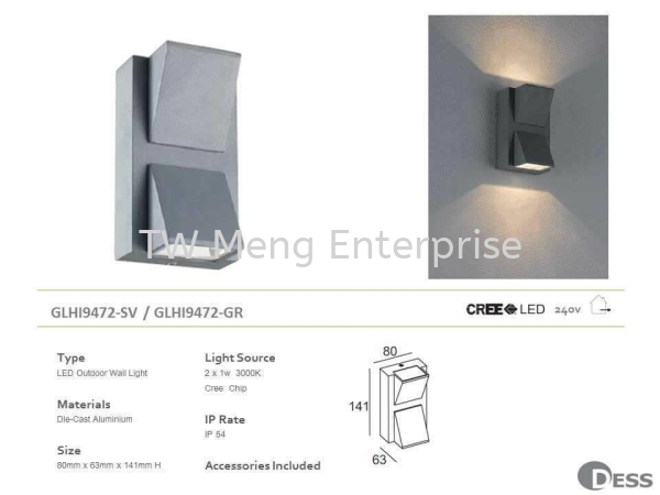  Led Outdoor Wall Light Outdoor Lights Klang, Selangor, Kuala Lumpur (KL), Malaysia. Supplier, Supplies, Supply, Service, Repair | TW Meng Enterprise Sdn Bhd