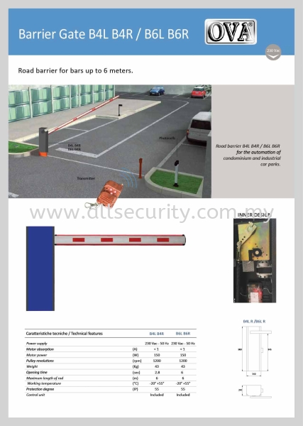 Barrier Gate B4L B4R / B6L B6R OVA Barrier Gate Singapore, Johor, Senai, Selangor, Seremban, Malaysia Manufacturer, Supplier, Supply, Supplies | AST Automation Pte Ltd