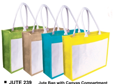 Jute Bag with Canvas Compartment JUTE 239