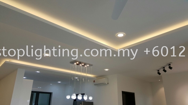 Cornice Plaster + Wiring Offer  Cornice Design Molek Pine 4 Johor Bahru JB Skudai Renovation | One Stop Lighting & Renovation
