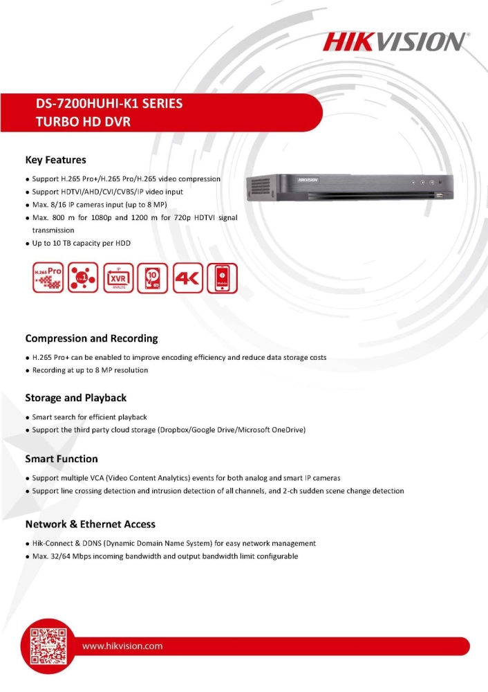 HIKVISION 5MP 4 CHANNEL DVR (DS-7204HUHI-K1/E) 