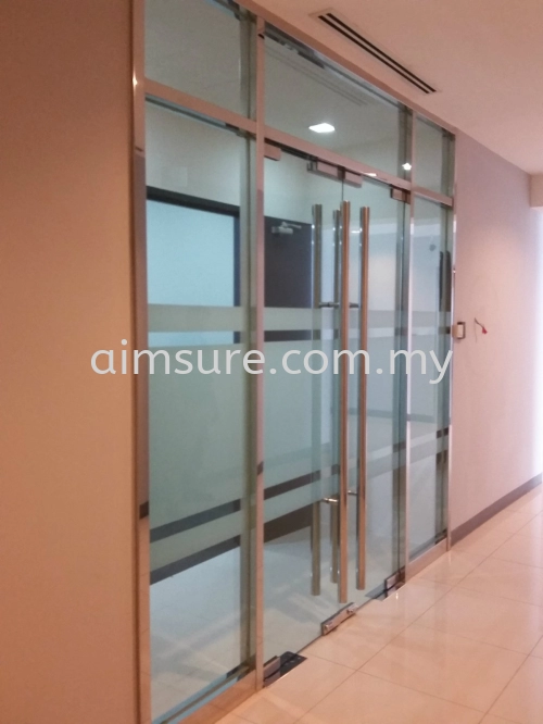 Stainless steel frame tempered glass entrance door