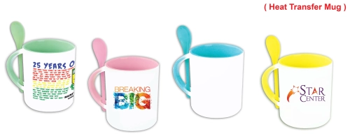 11oz Rim Handle, Inner & Spoon Colour Coating Mug CM 12