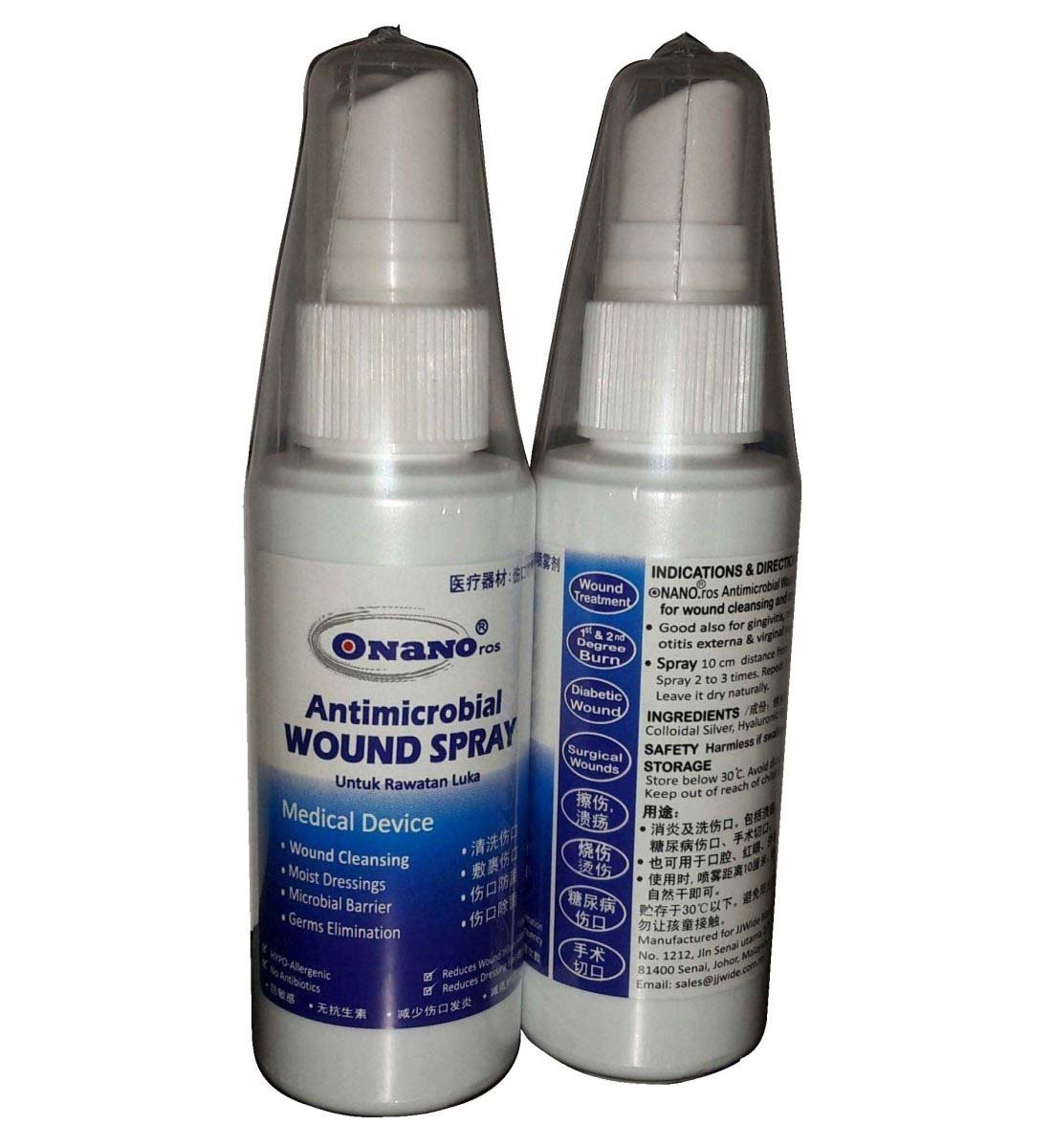 ONANO®.ros Antimicrobial Wound Spray (60ml) : for  - DIABETES FOOT (KENCING MANIS) – Burn (MELECUR)  - Infection  - kanser radiotion theraphy melecur