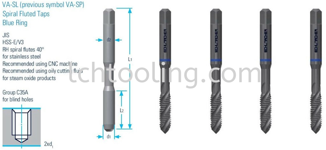 Spiral Fluted Taps- Blue Ring For Stainless Steel