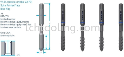 Spiral Pointed Taps- Blue Ring For Stainless Steel