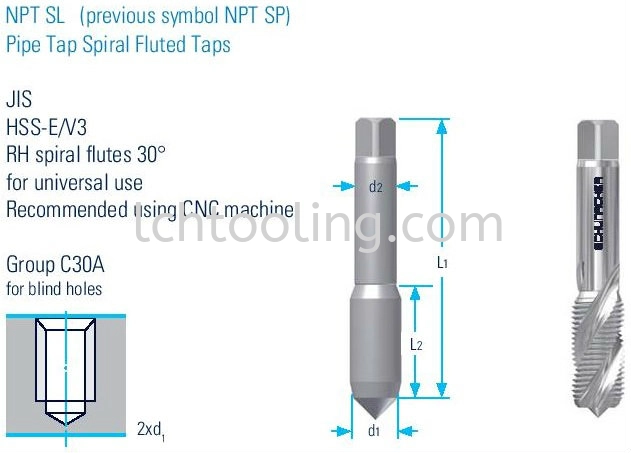 Pipe Tap Spiral Fluted (SP) Taps