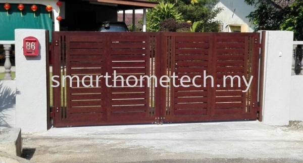 Wood Aluminium Gate Wood Aluminium Aluminium Gate Melaka, Malaysia Supplier, Supply, Supplies, Installation | SmartHome Technology Solution