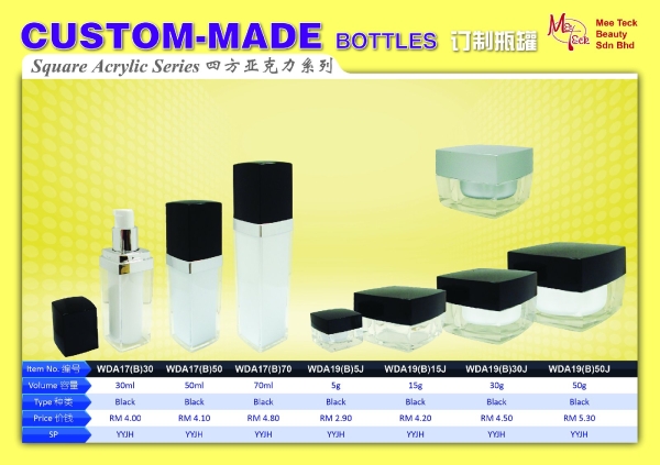 Square Acrylic Series CUSTOM-MADE BOTTLE SERIES Reserve Bottle  Cosmetic Bottle Malaysia, Johor Bahru (JB) Supplier, Suppliers, Supply, Supplies | Mee Teck Beauty Sdn. Bhd.