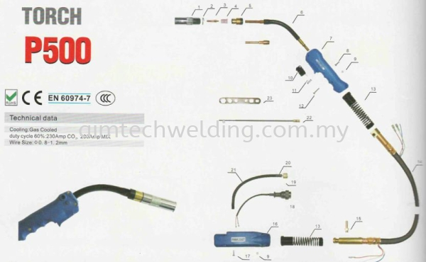 MIG Torch P500 MIG TORCH Selangor, Malaysia, Kuala Lumpur (KL), Shah Alam Supplier, Supply, Rental, Repair | Aim Tech Welding System Sdn Bhd