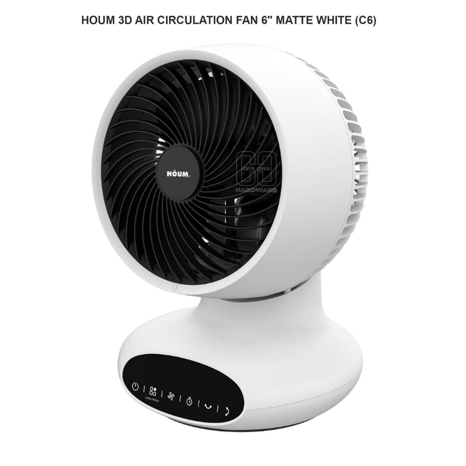 HOUM 3D AIR CIRCULATION FAN 6" MATTE WHITE (C6)