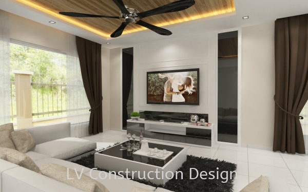  Living Hall Design Johor Bahru (JB), Malaysia Design | LV Construction Design Sdn Bhd