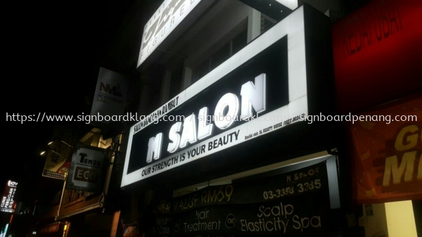 M Salon 3D lightbox lettering at setia alam shah alam Kotak Lampu Huruf 3D Kuala Lumpur (KL), Malaysia Pembinaan, Pasang, Pembekal | Great Sign Advertising (M) Sdn Bhd