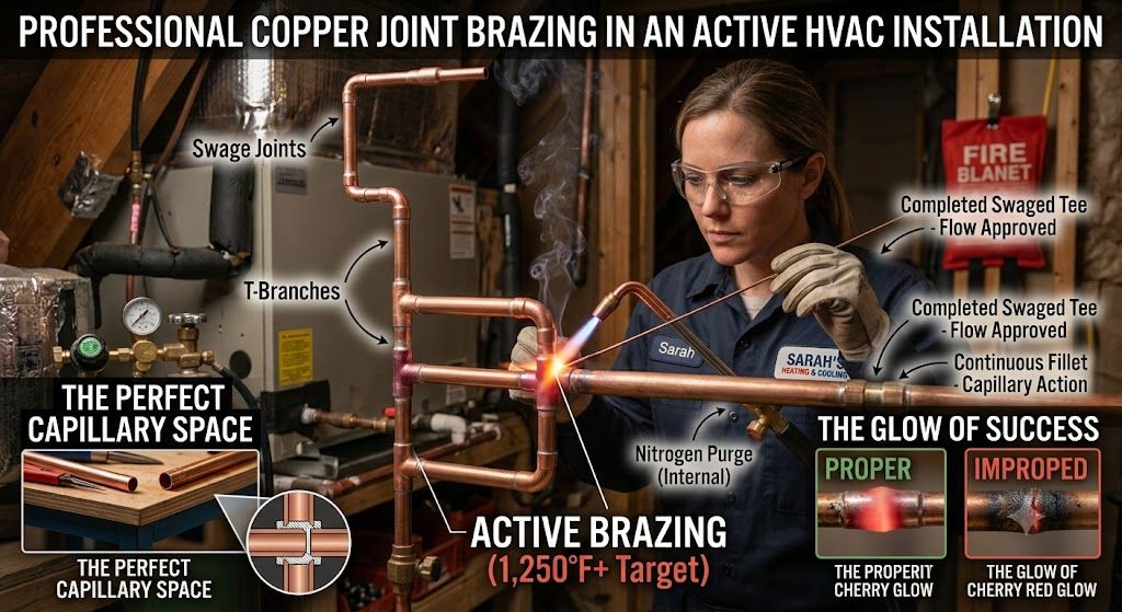 copper joint brazing HVAC installation