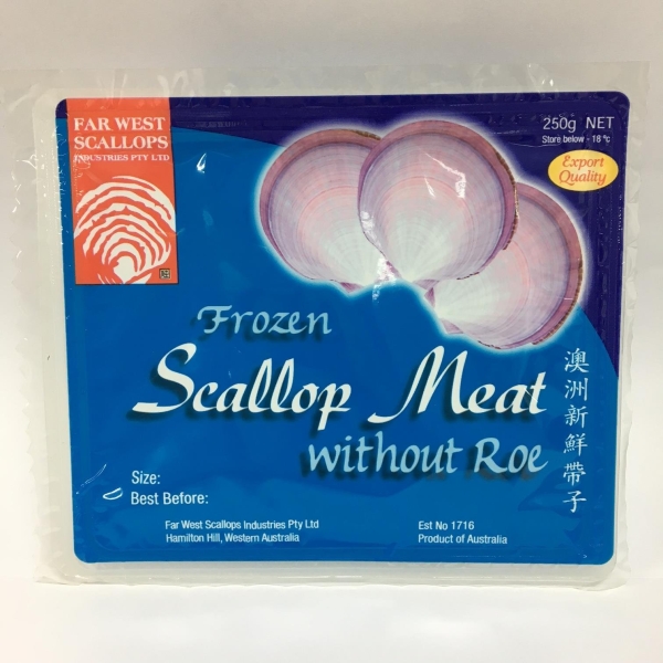 Far West Scallop 250g Retail Pack Scallops (Sashimi / Non Sashimi Grade) Singapore Supplier, Distributor, Importer, Exporter | Arco Marketing Pte Ltd