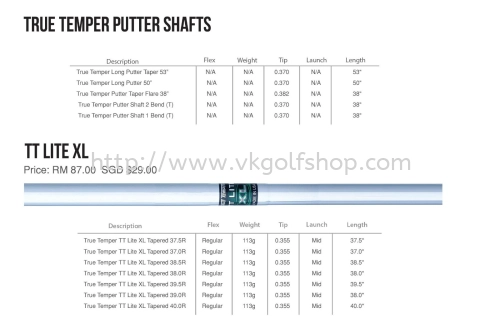 True Temper Putter Shafts