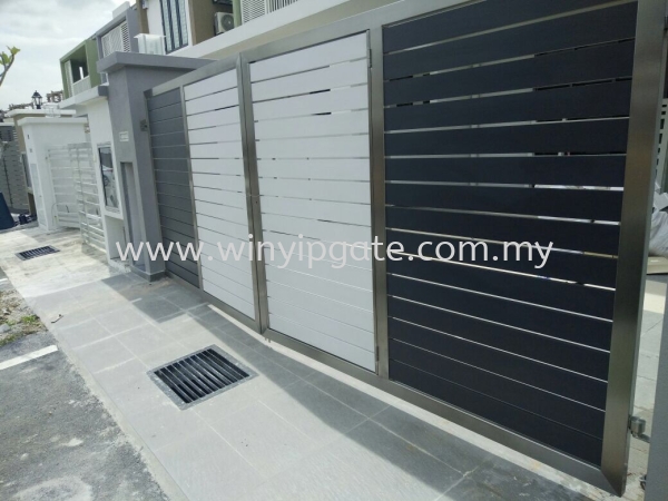 Stainless Steel Swing Gate With Full Aluminium Stainless Steel Folding Gate and Aluminum Plate Selangor, Malaysia, Balakong, Kuala Lumpur (KL) Service, Supplier, Supply, Installation | Win Yip Gate & Roof Sdn Bhd