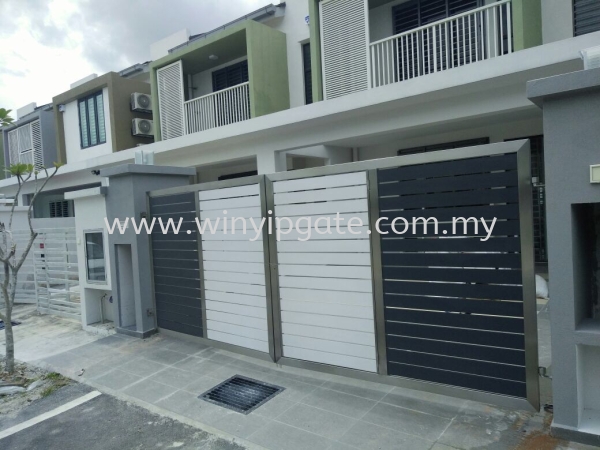 Stainless Steel Swing Gate With Full Aluminium Stainless Steel Folding Gate and Aluminum Plate Selangor, Malaysia, Balakong, Kuala Lumpur (KL) Service, Supplier, Supply, Installation | Win Yip Gate & Roof Sdn Bhd