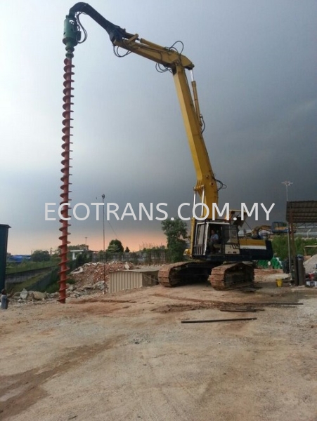 Excavator w Auger Assembly Vibro Excavator Heavy Construction Products & Services Johor Bahru (JB), Malaysia, Ulu Tiram Supplier, Rental, Equipment, Machinery | Ecotrans Construction & Heavy Machinery Sdn Bhd
