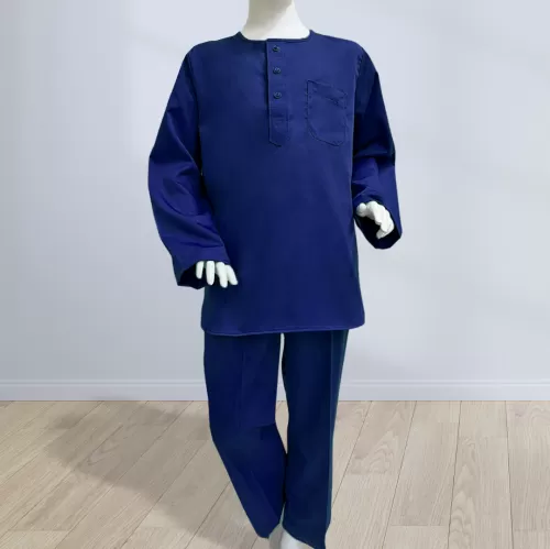 Baju Melayu Kurta Sepasang  Untuk Kanak Kanak Cotton Tetra (KKP) Royal Blue