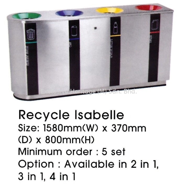 Recycle Isabelle 2 in 1 DESIGN RECYCLE BINS DESIGN BINS (MOQ) Selangor, Seri Kembangan, Malaysia supplier | Exclusive Heritage (M) Sdn Bhd