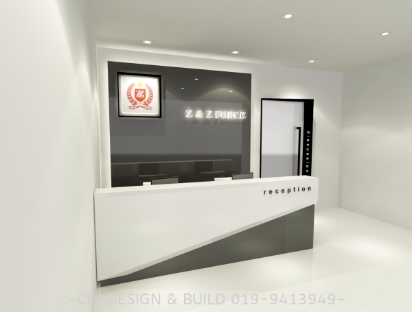 Reception Design@Z&Z Force Reception Counter Design & Fabricate Commercial Design & Build Selangor, Malaysia, Balakong, Kuala Lumpur (KL) Services, Design, Renovation, Company | CW Design & Build Sdn Bhd