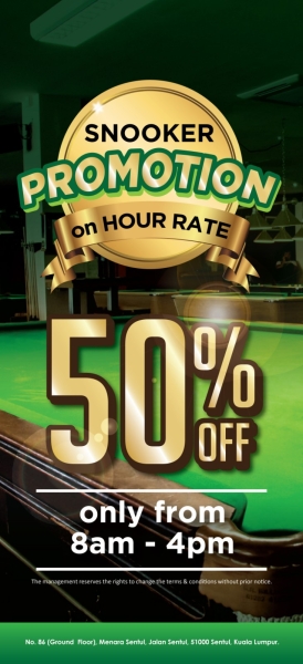 VK SNOOKER 50% Promotion Snooker Center Kuala Lumpur (KL), Malaysia, Selangor Entertainment | V KBOX SDN BHD