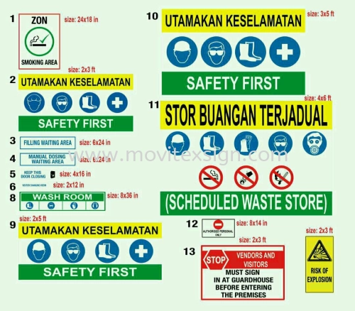 factory security sign ,wet floor sign ,A standing Caution sign,auto gate sign stop or Seafty First ,smoking zon sign n Etc.