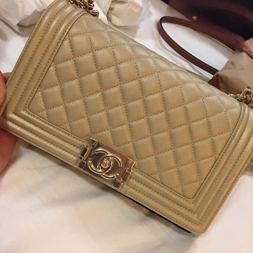 chanel boy champagne gold