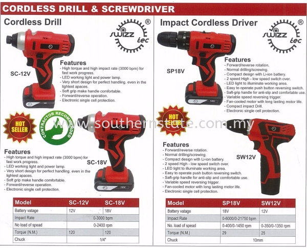 Cordless Drill & Screwdriver Driver Power Tools Malaysia Johor Bahru JB Supplier | Southern State Sdn. Bhd.