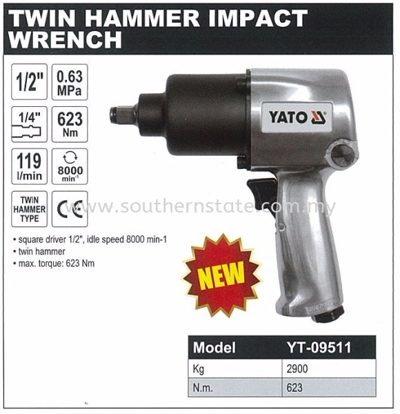 YATO Twin Hammer Impact Wrench Air Hammer Pneumatic Tools Malaysia Johor Bahru JB Supplier | Southern State Sdn. Bhd.