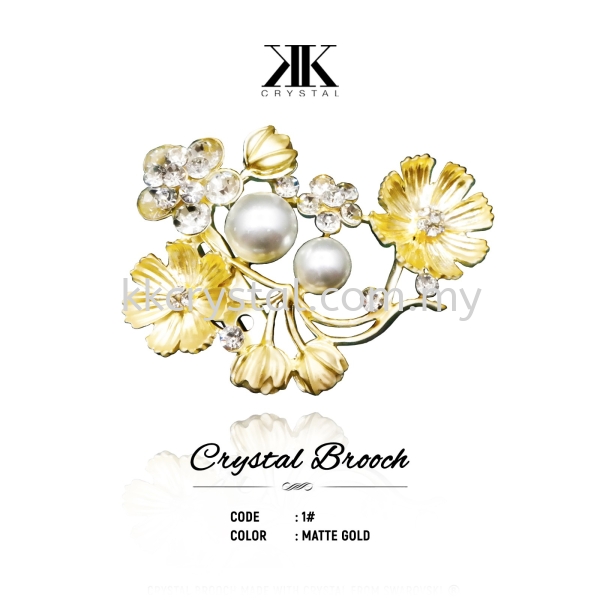 Crystal Brooch, 1#,  MATTE GOLD Crystal Brooch Brooch Jewerly Kuala Lumpur (KL), Malaysia, Selangor, Klang, Kepong Wholesaler, Supplier, Supply, Supplies | K&K Crystal Sdn Bhd