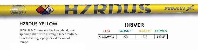 ProjectX HZRDUS Yellow Driver Shaft