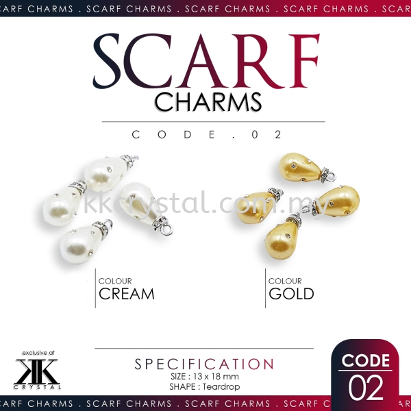 Scarf Charm, Code 02#, Teardrop, 13x18mm, 10pcs/pack Scarf Charm Kuala Lumpur (KL), Malaysia, Selangor, Klang, Kepong Wholesaler, Supplier, Supply, Supplies | K&K Crystal Sdn Bhd