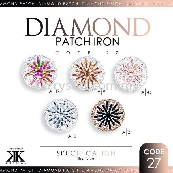 Diamond Patch Iron, Code: 27#, 10pcs/pack (BUY 1 GET 1 FREE) Diamond Patch Iron  Iron on Metal / Patch Kuala Lumpur (KL), Malaysia, Selangor, Klang, Kepong Wholesaler, Supplier, Supply, Supplies | K&K Crystal Sdn Bhd