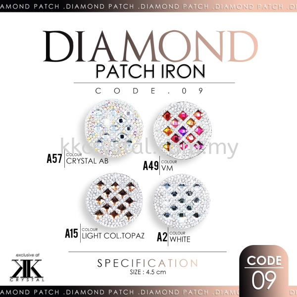 Diamond Patch Iron, Code: 09#, 10pcs/pack (BUY 1 GET 1 FREE) Diamond Patch Iron  Iron on Metal / Patch Kuala Lumpur (KL), Malaysia, Selangor, Klang, Kepong Wholesaler, Supplier, Supply, Supplies | K&K Crystal Sdn Bhd