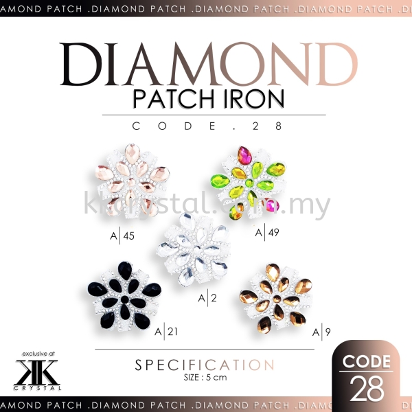 Diamond Patch Iron, Code: 28#, 10pcs/pack (BUY 1 GET 1 FREE) Diamond Patch Iron  Iron on Metal / Patch Kuala Lumpur (KL), Malaysia, Selangor, Klang, Kepong Wholesaler, Supplier, Supply, Supplies | K&K Crystal Sdn Bhd