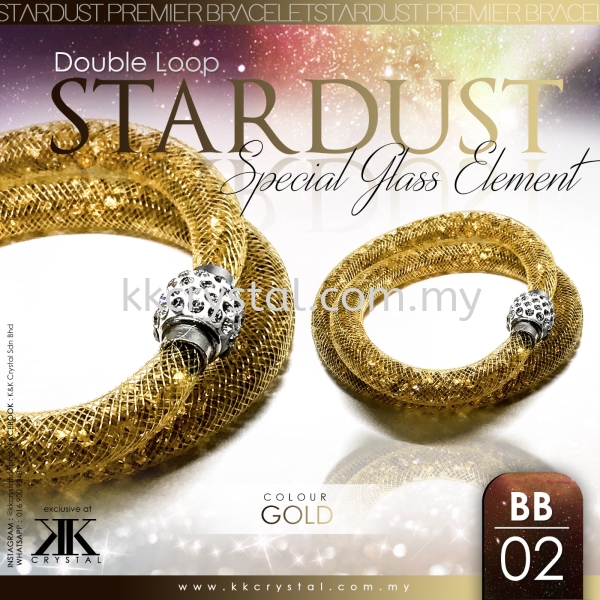 Stardust Bracelet, Double Loop, BB02 Gold, GLASS ELEMENTS Stardust Bracelet Bracelet Jewerly Kuala Lumpur (KL), Malaysia, Selangor, Klang, Kepong Wholesaler, Supplier, Supply, Supplies | K&K Crystal Sdn Bhd