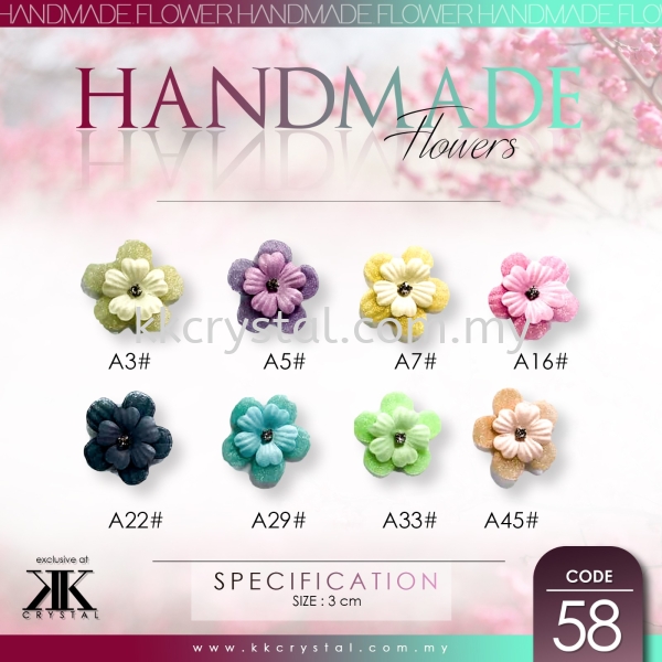 Handmake Flower, Code: 58#, 10pcs/pack Handmake Flower  Kuala Lumpur (KL), Malaysia, Selangor, Klang, Kepong Wholesaler, Supplier, Supply, Supplies | K&K Crystal Sdn Bhd