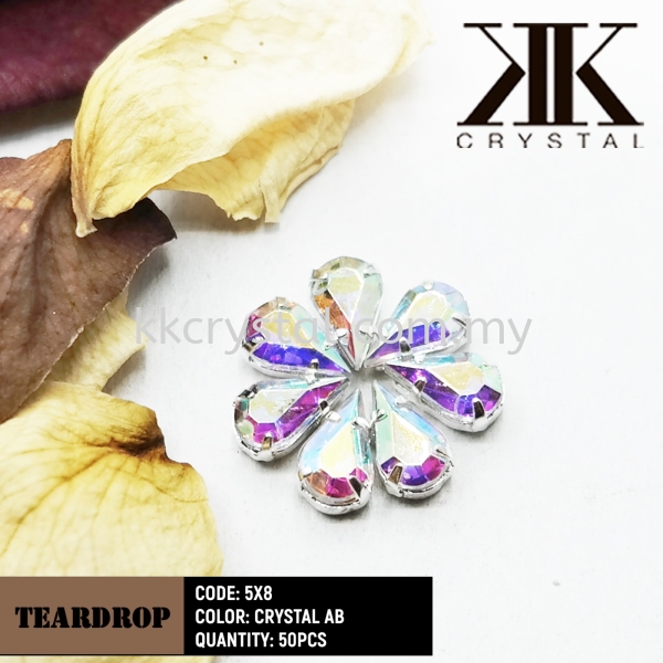 Chunky Beads, Teardrop, 5x8mm, Crystal AB, 50pcs/pack Chunky Beads - A1 Acrylic Colour Sew On Kuala Lumpur (KL), Malaysia, Selangor, Klang, Kepong Wholesaler, Supplier, Supply, Supplies | K&K Crystal Sdn Bhd