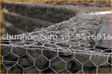 Gabion Retaining Wall Galvanised Wire 80mm X 100mm Indonesia 