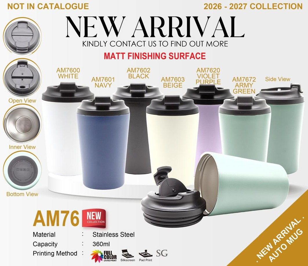 AM76 — AUTO MUG STAINLESS STEEL MATTE FINISH 360ml [NEW PRODUCT 2026]