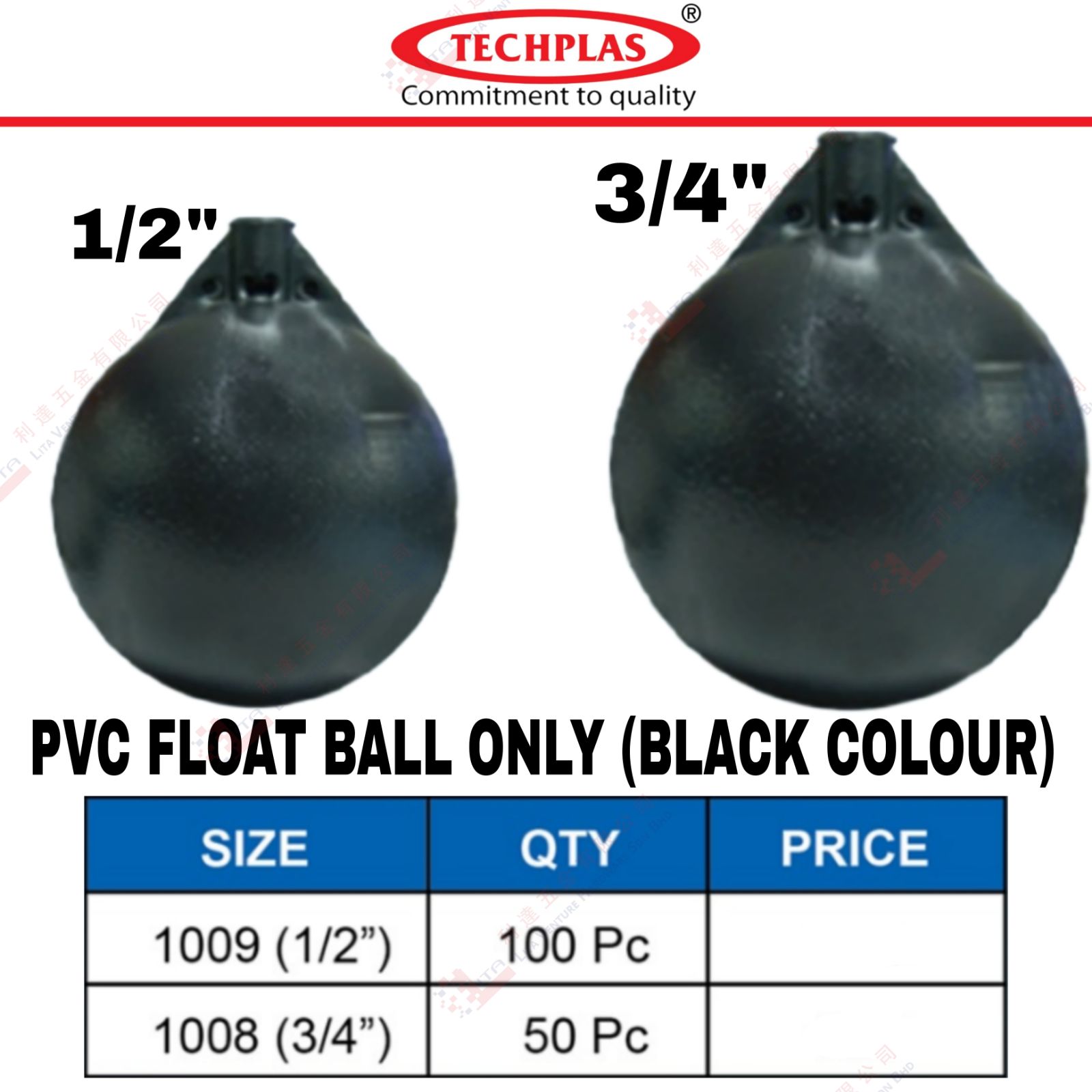 TECH PLAS BRAND PVC FLOAT BALL ONLY - 1009 1008