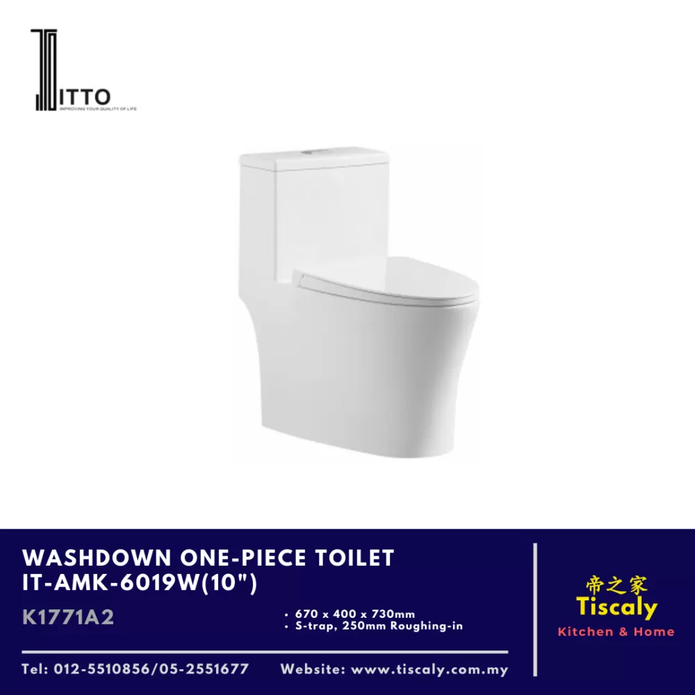 ITTO WASHDOWN ONE-PIECE TOILET IT-AMK-6019W(10") - K1771A2