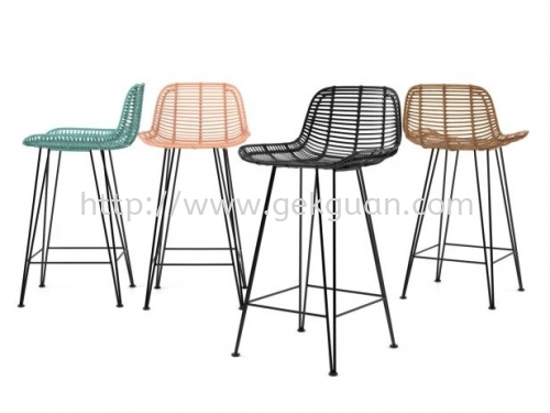 RBS 002 - RATTAN + STEEL BAR STOOL 