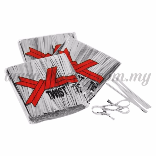 8cm Twist Tie -Silver 1pack *800pcs+- (TT-S)