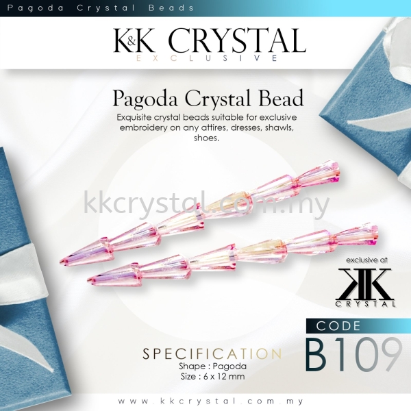  Crystal China, Pagoda, 6*12mm, B119 Light Rose  Pagoda 6*12mm Beads Kuala Lumpur (KL), Malaysia, Selangor, Klang, Kepong Wholesaler, Supplier, Supply, Supplies | K&K Crystal Sdn Bhd