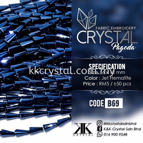 Crystal China, Pagoda, 6*12mm, B69 Jet Hematite 2x Pagoda 6*12mm Beads Kuala Lumpur (KL), Malaysia, Selangor, Klang, Kepong Wholesaler, Supplier, Supply, Supplies | K&K Crystal Sdn Bhd