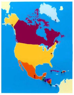 North America Puzzle Map (CM080) Cultural Studies Kuala Lumpur (KL), Malaysia, Selangor, Cheras Montessori, Materials, Supplier, Supply | D'Argosy Educational Equipment (M) Sdn Bhd