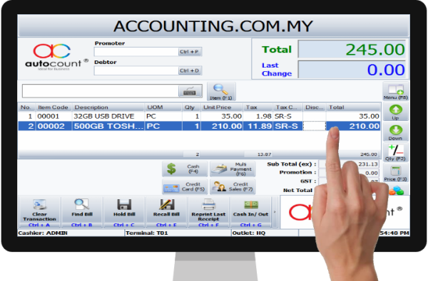 AutoCount Pos Touch Screen AutoCount POS System Window POS POS Software Johor Bahru (JB), Malaysia, Kulai, Ulu Tiram Supplier, Suppliers, Supply, Supplies | X Net Sdn Bhd